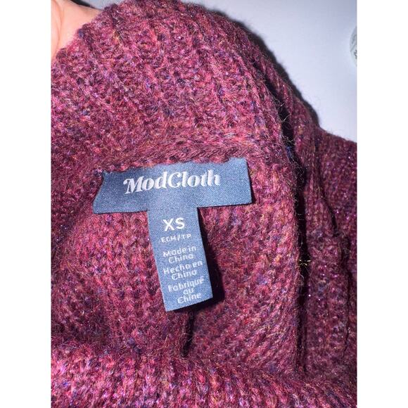 ModCloth Playing it Cowl Tunic Sweater Metallic Purple Burgundy XS NWT - Picture 5 of 8